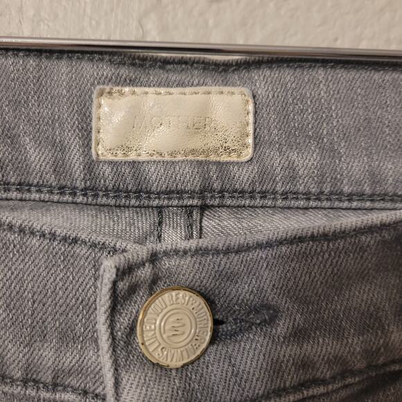 Mother The Dropout Holy Smokes Denim Jeans Womens 27 Grey Tapered Distressed - Picture 3 of 13